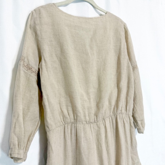 Anine Bing Neutral Beige Linen Eyelet Lace Trim Tunic Mini dress Size XS - Picture 6 of 9